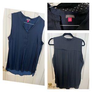 Vince Camuto, V-neck sleeveless blouse, navy blue size 1X